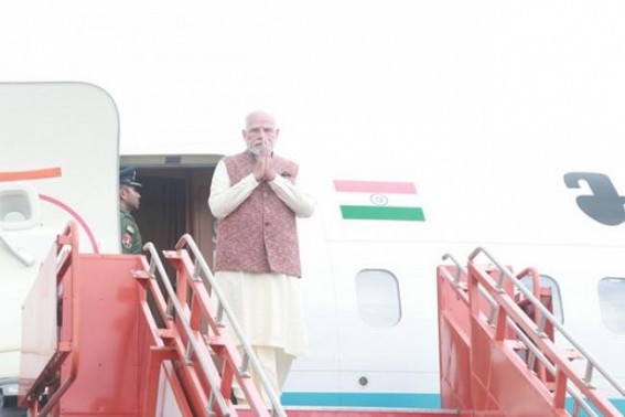 Modi landed in Agartala Airport Modi landed in Agartala Airport